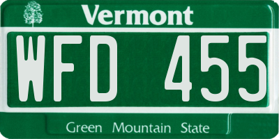 VT license plate WFD455