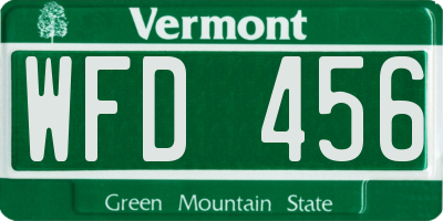 VT license plate WFD456