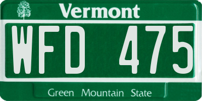 VT license plate WFD475
