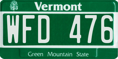 VT license plate WFD476