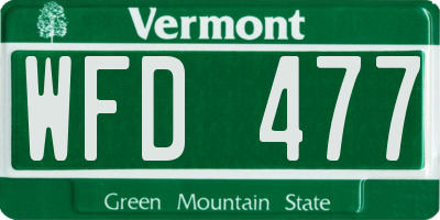 VT license plate WFD477