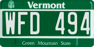 VT license plate WFD494