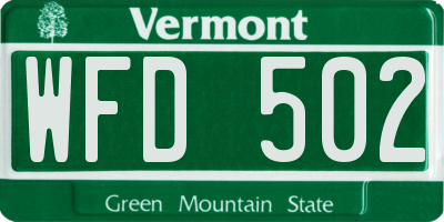 VT license plate WFD502