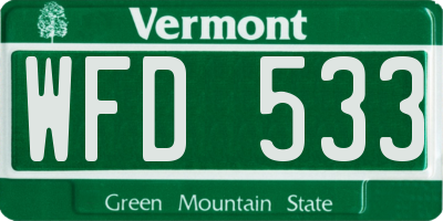 VT license plate WFD533
