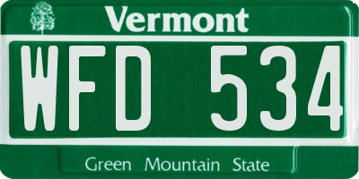 VT license plate WFD534