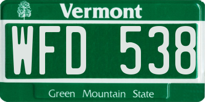 VT license plate WFD538