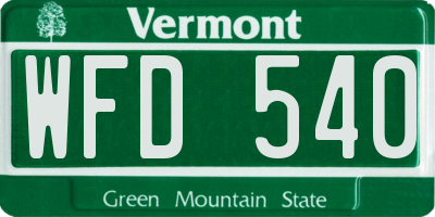 VT license plate WFD540
