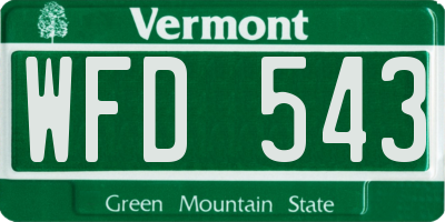 VT license plate WFD543