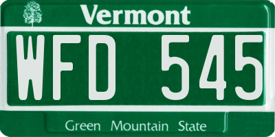 VT license plate WFD545