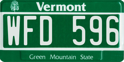 VT license plate WFD596