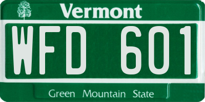 VT license plate WFD601
