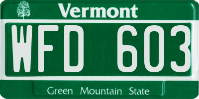 VT license plate WFD603