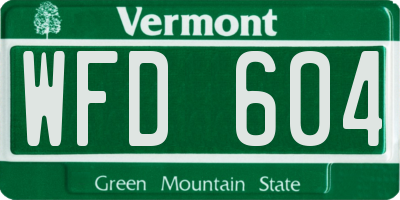 VT license plate WFD604