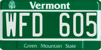 VT license plate WFD605
