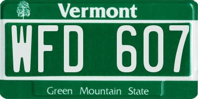VT license plate WFD607