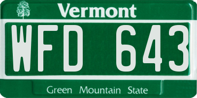 VT license plate WFD643