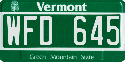 VT license plate WFD645
