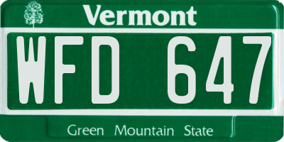 VT license plate WFD647