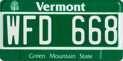 VT license plate WFD668