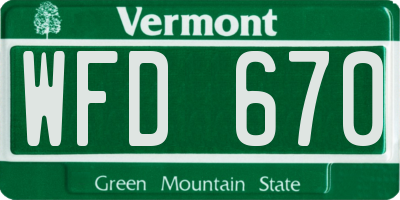 VT license plate WFD670
