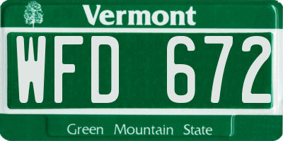 VT license plate WFD672