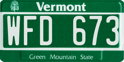 VT license plate WFD673