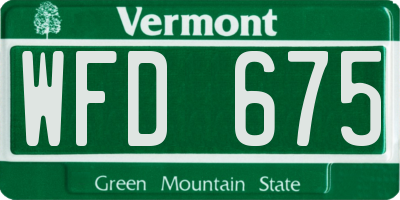 VT license plate WFD675