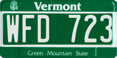 VT license plate WFD723