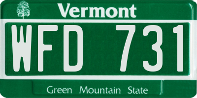 VT license plate WFD731