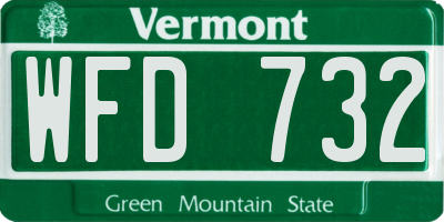 VT license plate WFD732