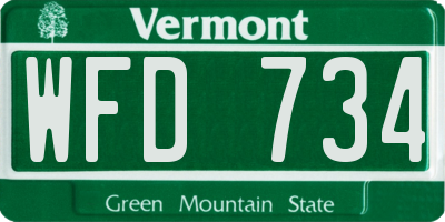 VT license plate WFD734