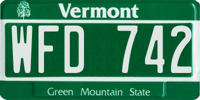 VT license plate WFD742