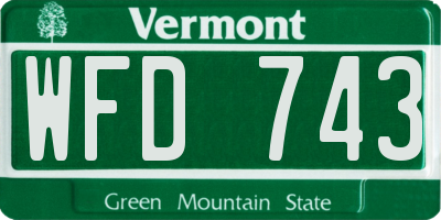 VT license plate WFD743