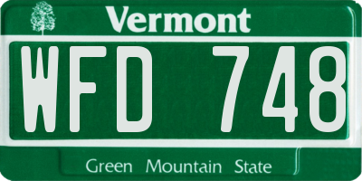 VT license plate WFD748