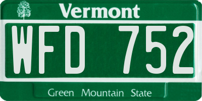 VT license plate WFD752