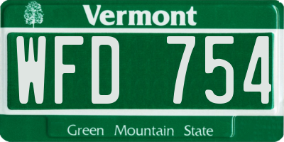 VT license plate WFD754