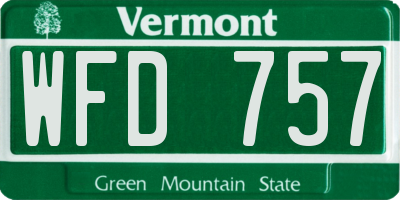 VT license plate WFD757