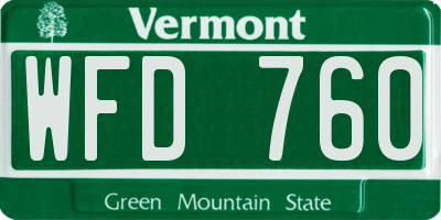 VT license plate WFD760
