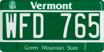 VT license plate WFD765