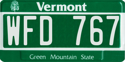 VT license plate WFD767