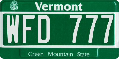 VT license plate WFD777