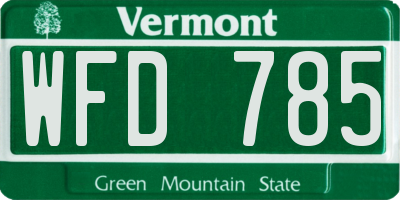 VT license plate WFD785
