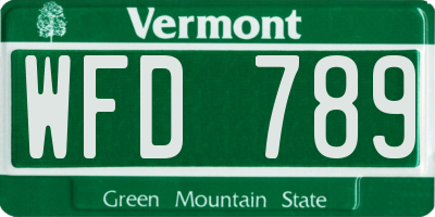 VT license plate WFD789