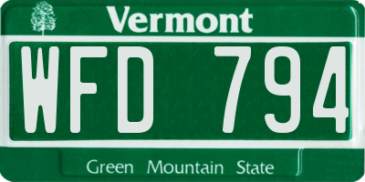 VT license plate WFD794
