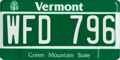 VT license plate WFD796