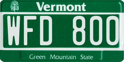 VT license plate WFD800