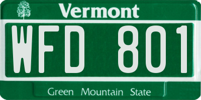 VT license plate WFD801