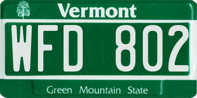 VT license plate WFD802