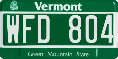 VT license plate WFD804