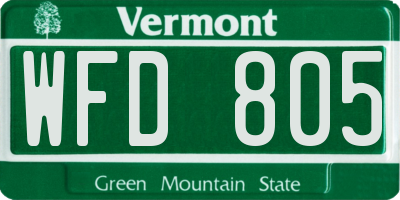 VT license plate WFD805